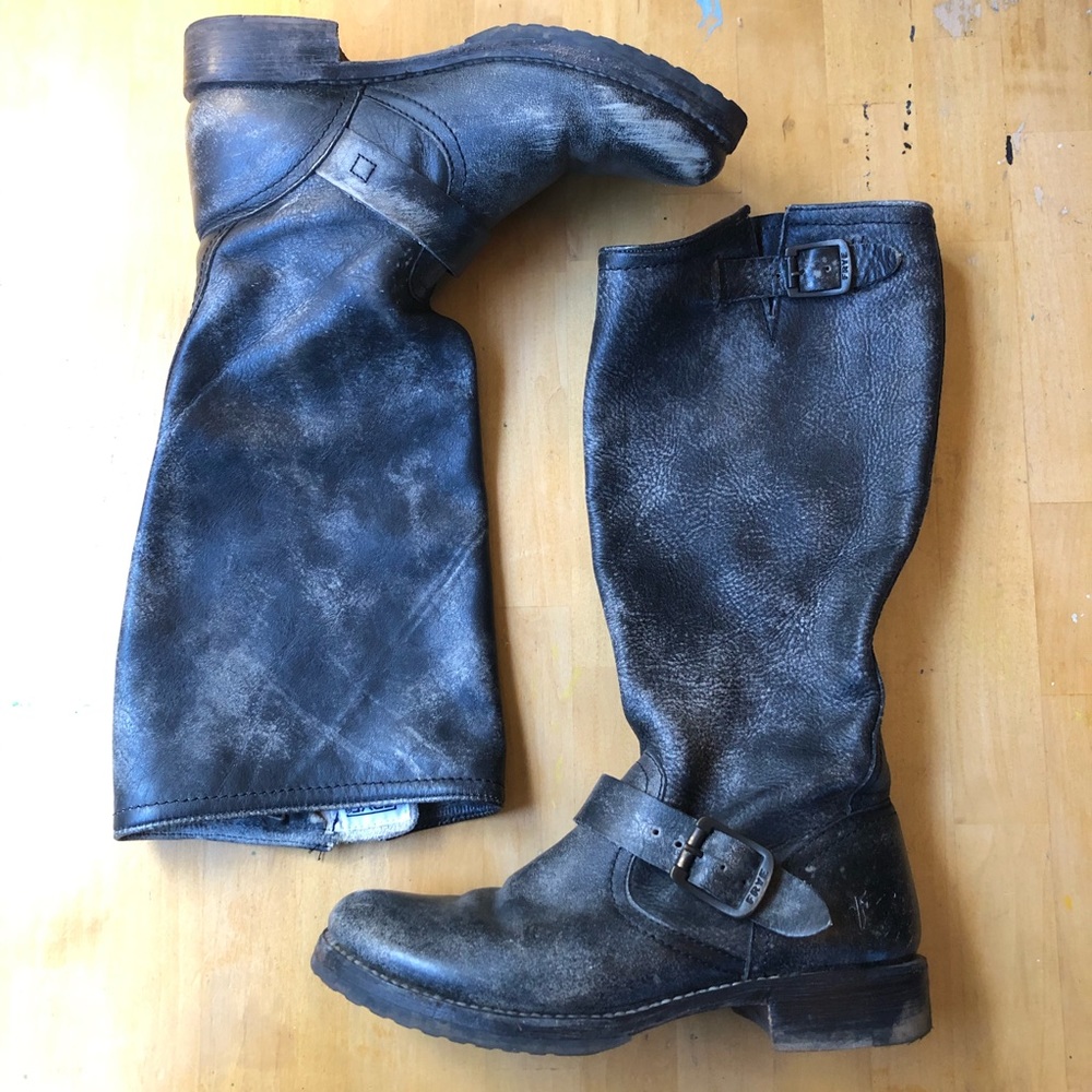 Frye Knee High Veronica Slouch Boots Gray 7-7.5